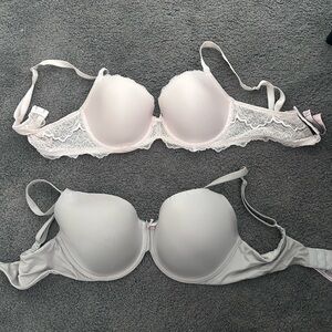 Women’s Light Pink Lace & Light Gray T-Shirt Bras - Pack of 2